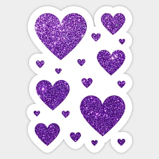 Purple Faux Glitter Hearts Sticker